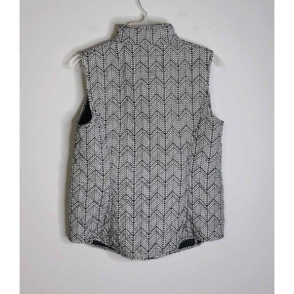 Van Heusen Womens Black White Zig Zag Pattern Full Zip Vest w/Pockets Sz Small - Picture 2 of 4